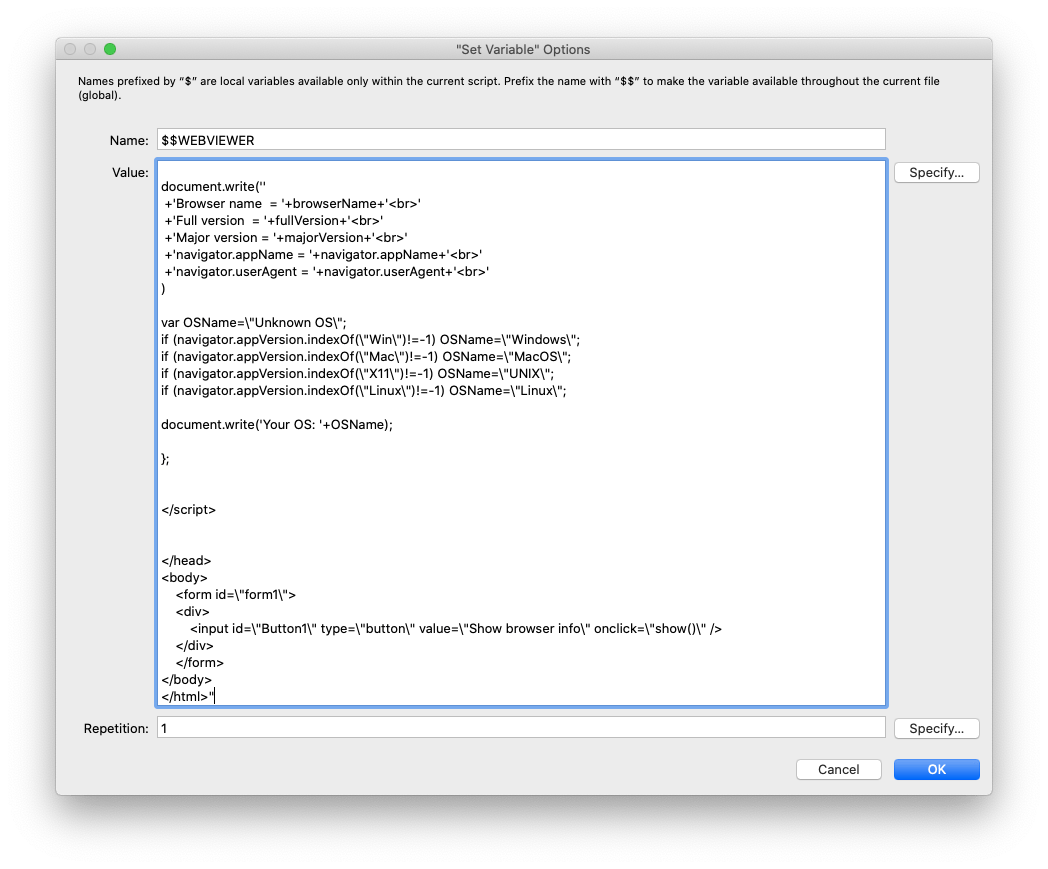Copy & Paste JavaScript into FileMaker - AppWorks